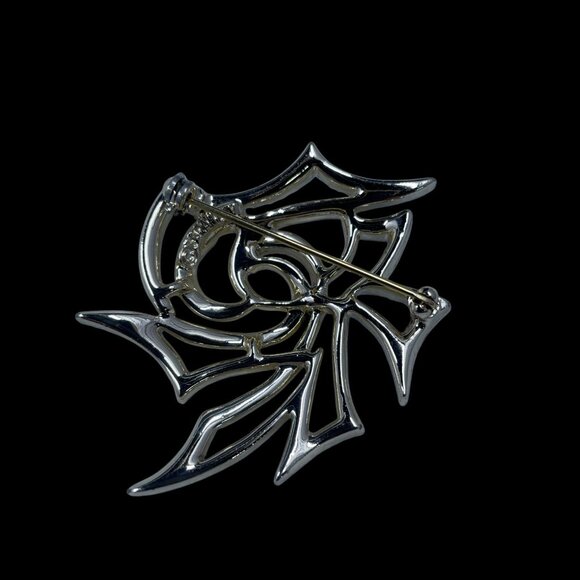 Vintage Sarah Coventry Rose Brooch Gold Silver Two Tone Floral Romantic Modern - Picture 4 of 5